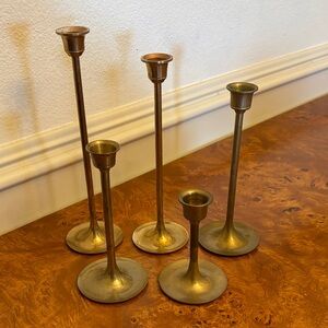 Gold Candle Holders Set of Five